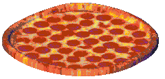 Imagine a rotating pepperoni pizza in your mind, except its an early 3D render